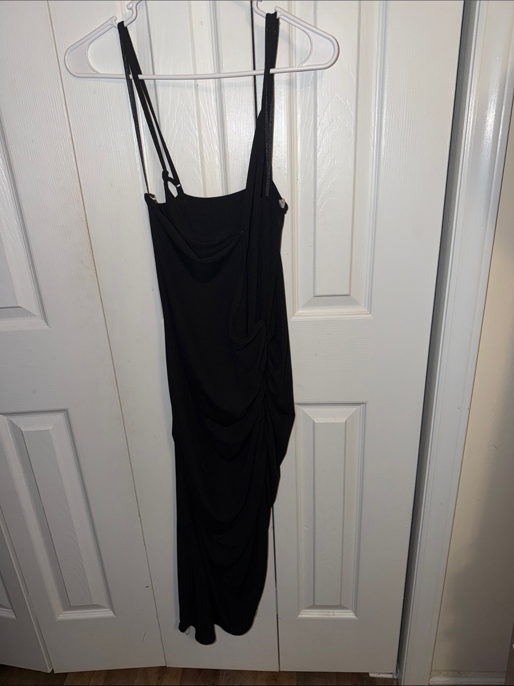 Women's Black Draped Slip Dress